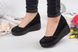 Женские туфли черные на танкетке натуральная замша EMIO 3, 41, деми, натуральная кожа