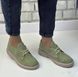 Жіночі туфлі олива невисока платформа на шнурках натуральна замша SERA 1-3, 36, деми, натуральна шкіра