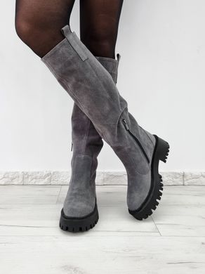 Жіночі чоботи - труби на платформі натуральна замша MENTA 1-3, 36, зима, набивна вовна