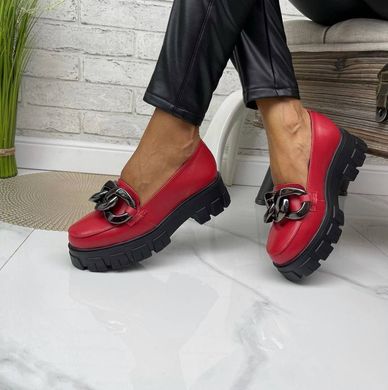 Женские туфли - лоферы на платформе с цепью натуральная кожа RETRO 2-6, 36, деми, натуральная кожа