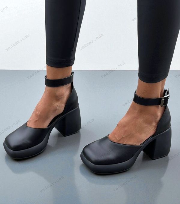 Шкіряні туфлі на підборах платформі з ремінцем KAFA 1-2 10734-40 фото