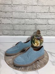 Женские туфли на низком ходу голубые натуральная замша MAVI 1-4, 41, деми, натуральная кожа