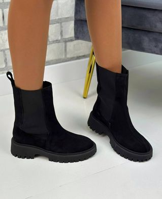 Жіночі чоботи чорні натуральна замша SOVA 1-3, 36, зима, набивна вовна