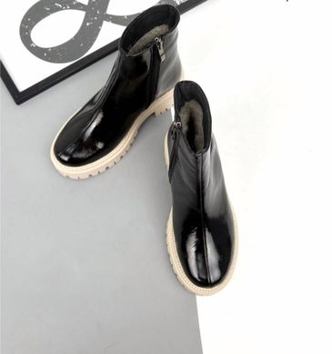 Жіночі черевики челсі натуральний лак KANA 1-4, 36, зима, набивна вовна