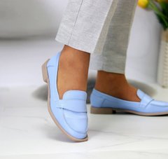 Женские туфли-лоферы на низком ходу голубые натуральная кожа DAISY 3-1, 41, деми, натуральная кожа