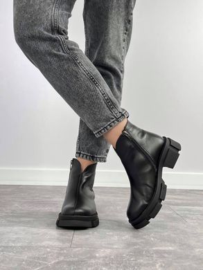 Женские ботинки черные на фигурной подошве натуральная кожа POTI 1-2, 36, зима, набивная шерсть