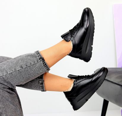 Жіночі кросівки чорні на платформі натуральна шкіра LIO 2-1, 41, деми, натуральна шкіра