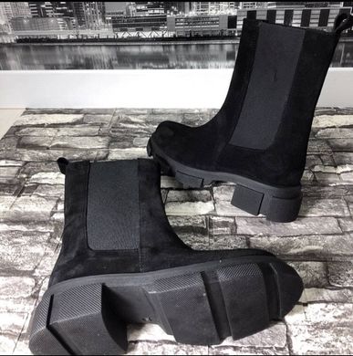 Женские ботинки на платформе черные натуральная замша NEVO 1-3, 36, зима, набивная шерсть