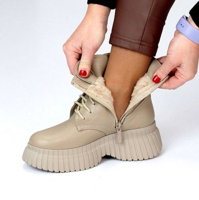 Женские ботинки на шнурках на платформе натуральная кожа OTIS 1-1, 36, зима, набивная шерсть