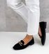 Женские туфли - лоферы с цепью на низком ходу черные натуральная замша MAXME 1-2, 36, деми, натуральная кожа
