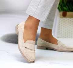 Женские туфли-лоферы на низком ходу бежевые натуральная замша DAISY 1-2, 41, деми, натуральная кожа