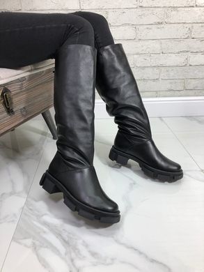 Жіночі чоботи на платформі чорні з натуральної шкіра TODO 1-3, 41, деми, байка
