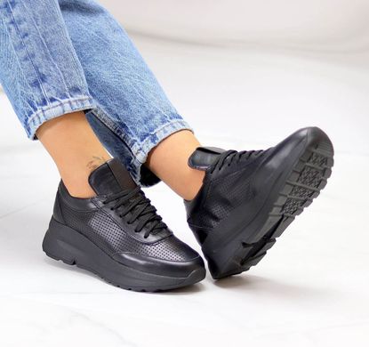 Жіночі кросівки чорні на платформі натуральна шкіра DOPAS 1-2, 36, деми, натуральна шкіра