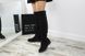 Женские сапоги-ботфорты из натуральной замши черные без каблука TENOR, 41, деми, байка