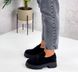 Жіночі туфлі на платформі на шнурках чорні натуральна замша KIKA 1-4, 41, деми, натуральна шкіра