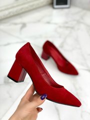 Женские туфли красные на устойчивом каблуке натуральная замша TREND 2-2, 40, деми, натуральная кожа