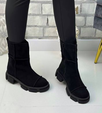 Женские высокие ботинки на низком ходу натуральная замша VIKA 1-1, 36, зима, набивная шерсть