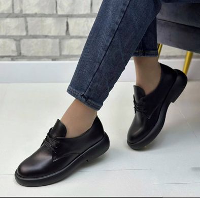 Женские туфли черный невысокая платформа на шнурках натуральная кожа SERA 2-1, 41, деми, натуральная кожа