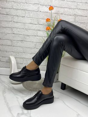 Женские туфли черные невысокая платформа, шнурки натуральная кожа BIMA 1-1, 36, деми, натуральная кожа