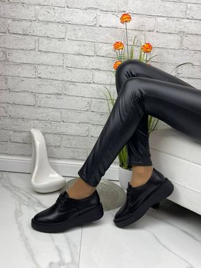 Жіночі туфлі чорні невисока платформа, шнурки натуральна шкіра BIMA 1-1, 40, деми, натуральна шкіра