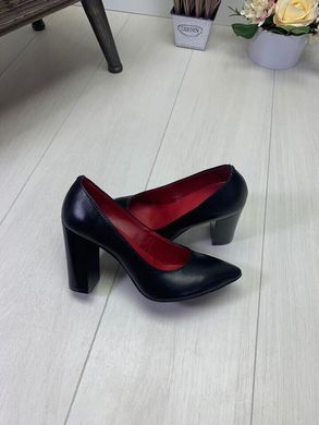 Женские туфли черные на устойчивом каблуке натуральная кожа TREND, 36, деми, натуральная кожа