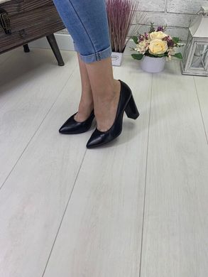 Женские туфли черные на устойчивом каблуке натуральная кожа TREND, 36, деми, натуральная кожа