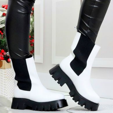 Женские ботинки белые на массивной подошве натуральная кожа NEVO 1-1, 36, зима, набивна вовна