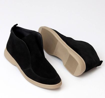 Женские ботинки черные на низком ходу натуральная замша KOSA 1-2, 36, зима, набивная шерсть