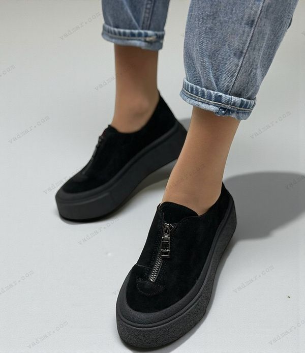 Женские кеды со змейкой спереди на платформе DISA 1-4 13654 фото