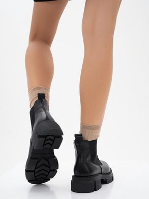 Жіночі черевики чорні на фігурної підошві натуральна шкіри CORA 2-1, 36, зима, набивна вовна