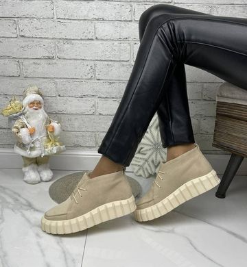 Женские ботинки на платформе бежевые натуральная замша ALA 1-5, 36, зима, набивная шерсть