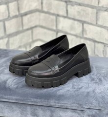 Женские туфли - лоферы черные на тракторной подошве натуральная кожа NALI 1-2, 41, деми, натуральная кожа
