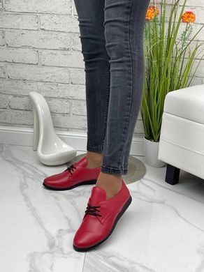 Жіночі туфлі червоні на низькому ходу натуральна шкіра KENYA 1-6, 41, деми, натуральна шкіра