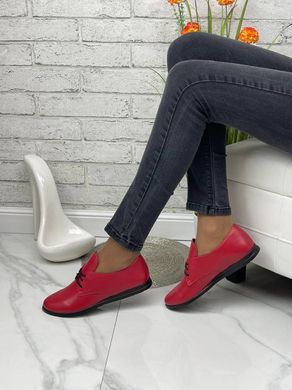 Жіночі туфлі червоні на низькому ходу натуральна шкіра KENYA 1-6, 41, деми, натуральна шкіра