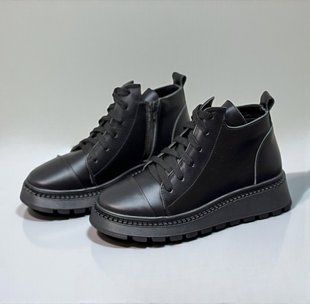 Женские ботинки на платформе со шнурками натуральная кожа KIROS 1-2 10024-41 фото
