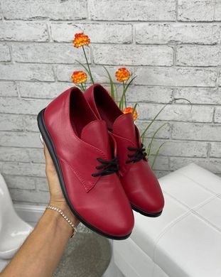 Жіночі туфлі червоні на низькому ходу натуральна шкіра KENYA 1-6, 36, деми, натуральна шкіра