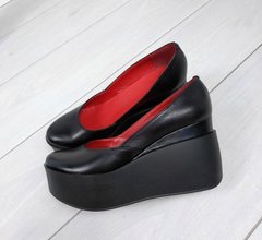 Женские туфли черные на танкетке натуральная кожа MIO 1-4, 41, деми, натуральная кожа