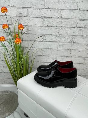 Жіночі туфлі - броги на платформі натуральний лак BOSTON 1-1, 36, деми, натуральна шкіра