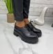 Жіночі туфлі на платформі на шнурках чорні натуральна шкіра SONA 1-1, 36, деми, натуральна шкіра