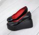 Женские туфли черные на танкетке натуральная кожа MIO 1-4, 36, деми, натуральная кожа
