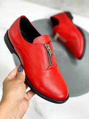 Женские туфли красные на низком ходу со змейкой натуральная кожа VoVe 1-4, 41, деми, натуральная кожа