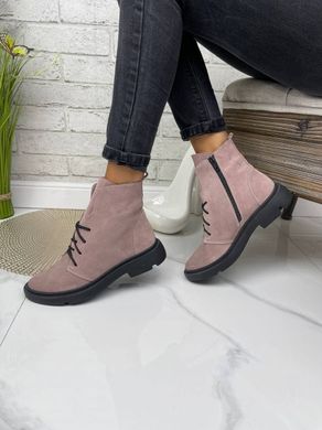 Женские ботинки на низком ходу на шнурках натуральная замша ELINA 1-4, 36, зима, набивная шерсть