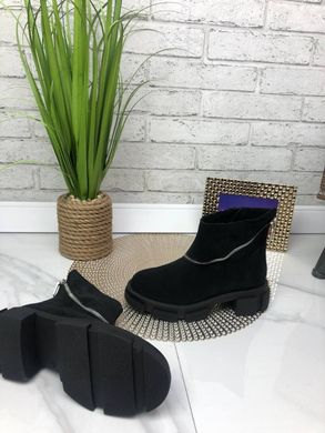 Женские ботинки черные на платформе натуральная замша KLAS 1-1, 36, зима, набивная шерсть