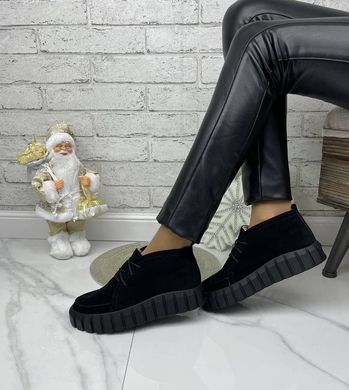 Жіночі черевики на платформі чорні натуральна замша ALA 1-4, 36, зима, набивна вовна