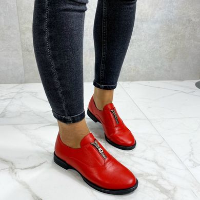 Женские туфли красные на низком ходу со змейкой натуральная кожа VoVe 1-4, 41, деми, натуральная кожа