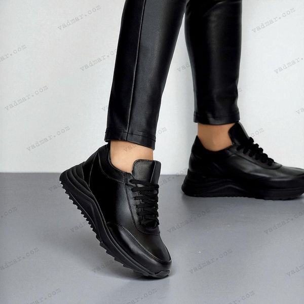 Жіночі кросівки чорні на платформі натуральна шкіра BOSA 1-2 10327-36 фото