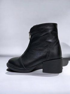 Женские ботинки черные не высокий каблук натуральная кожа MIMI 1-1 14312-41 фото