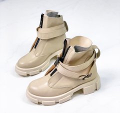 Женские ботинки бежевые на протекторной подошве натуральная кожа NIKA 1-2, 41, деми, байка