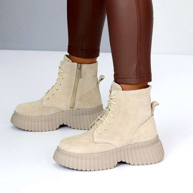 Жіночі черевики на шнурках на платформі натуральна замша OTIS 1-3, 36, зима, набивна вовна
