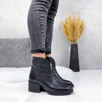 Женские ботинки черные не высокий каблук натуральная кожа MIMI 1-1, 36, зима, набивная шерсть